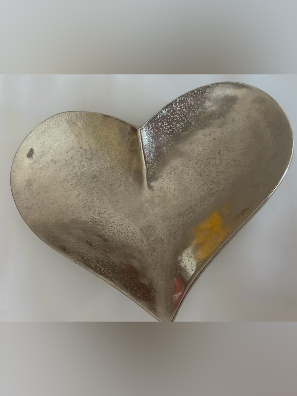 Metal Heart Decorative Tray - Silver Tone